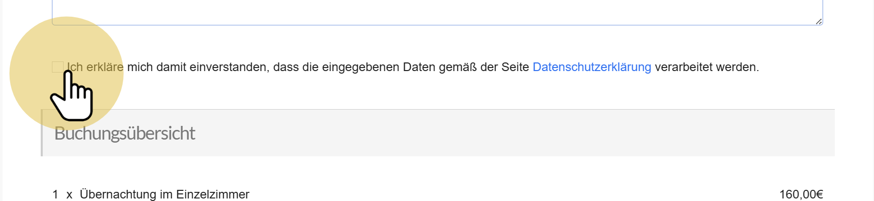 Bestätigen Sie die Datenschutzerklärung