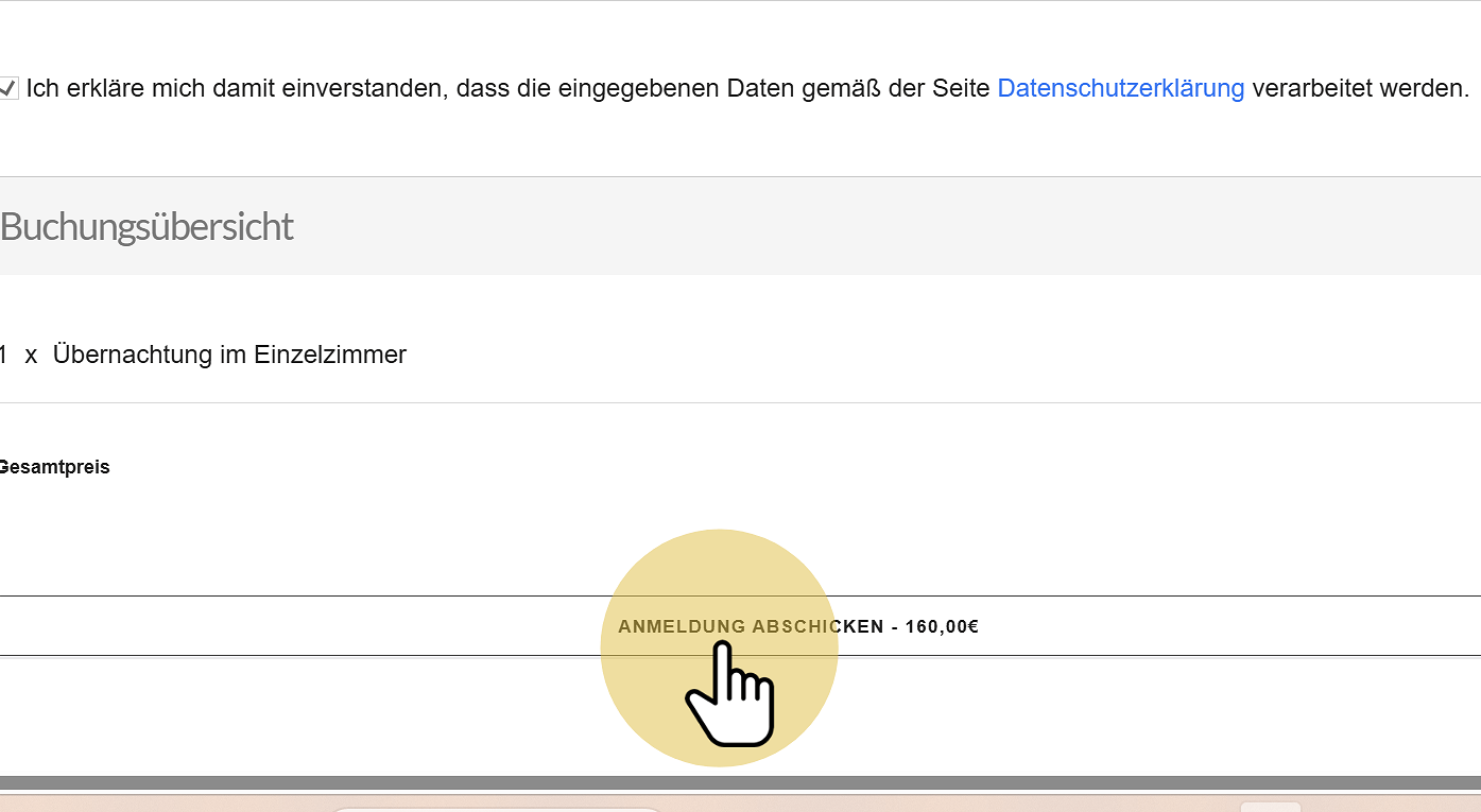 "Anmeldung abschicken - xxx,00€" anklicken